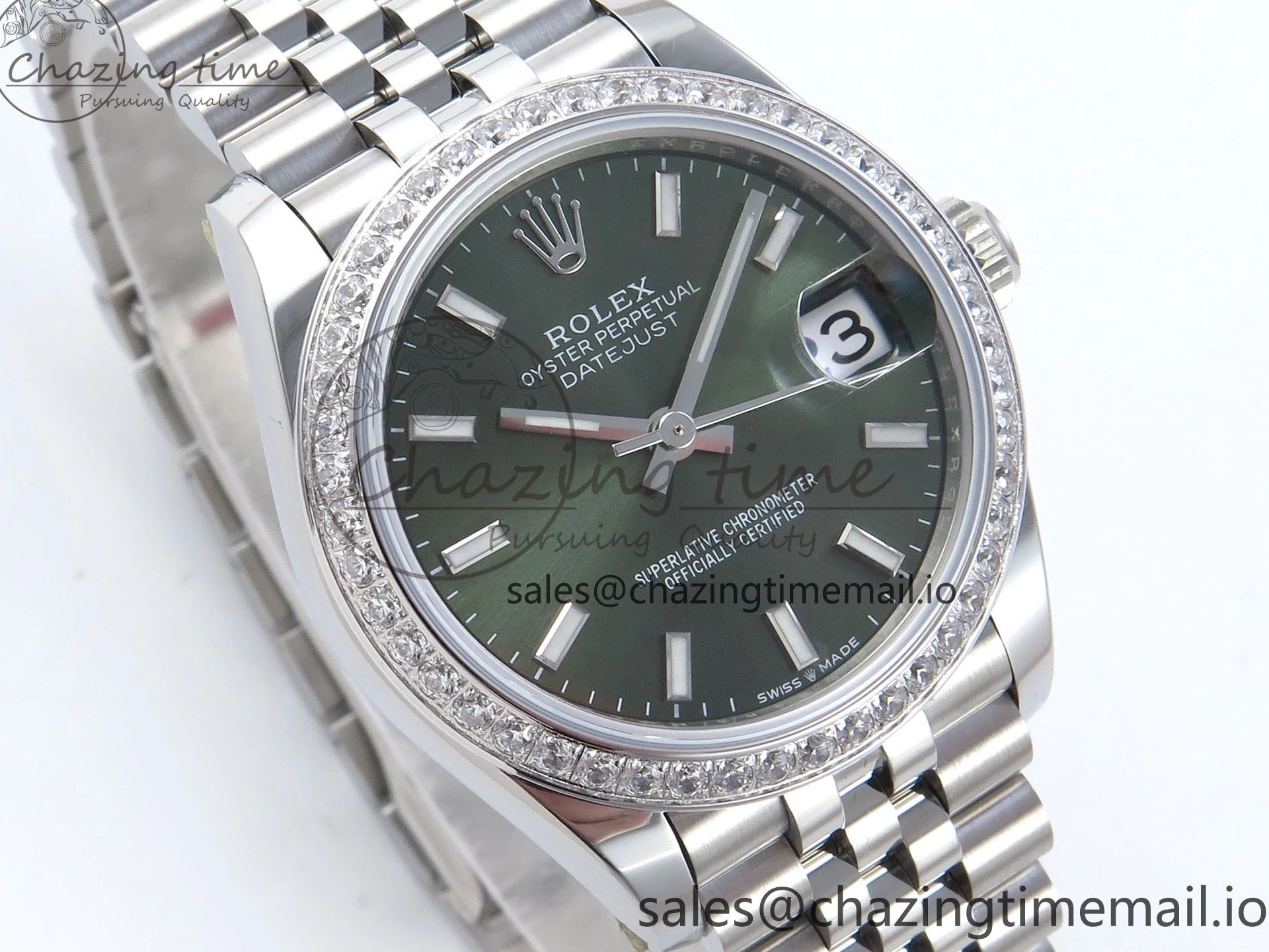 Diamonds Edition ARF Jubilee 278384RBR 904L ETA DateJust SS Bracelet on Stick Best 1:1 2688 Steel Green 31 Dial Bezel 0110